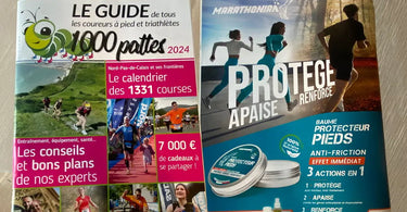 image du guide 1000 pattes (guide du Runner) 2024 avec un 4ème de couverture marathonian 