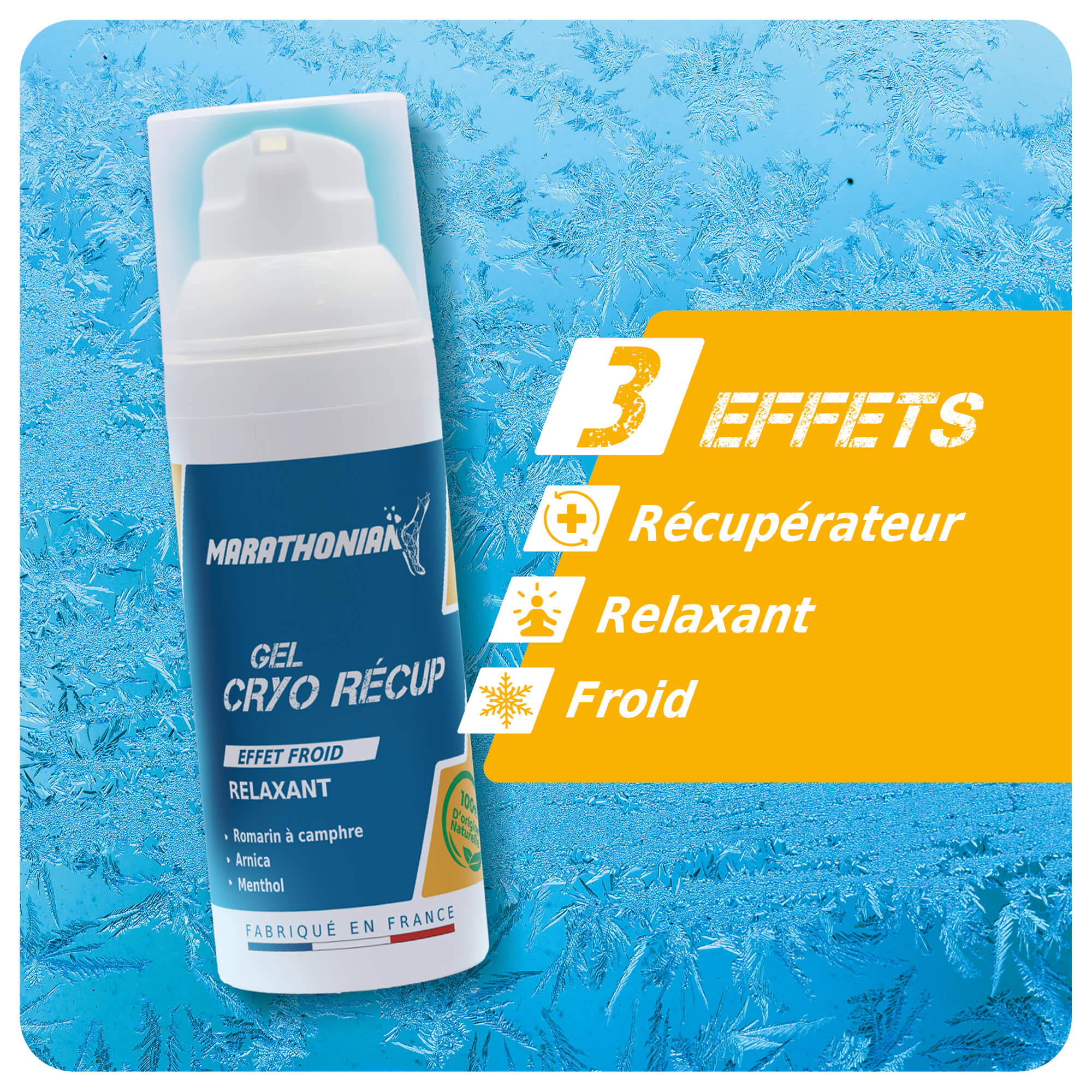 le gel cryo recup a 3 effets: effet froid / effet relaxant 